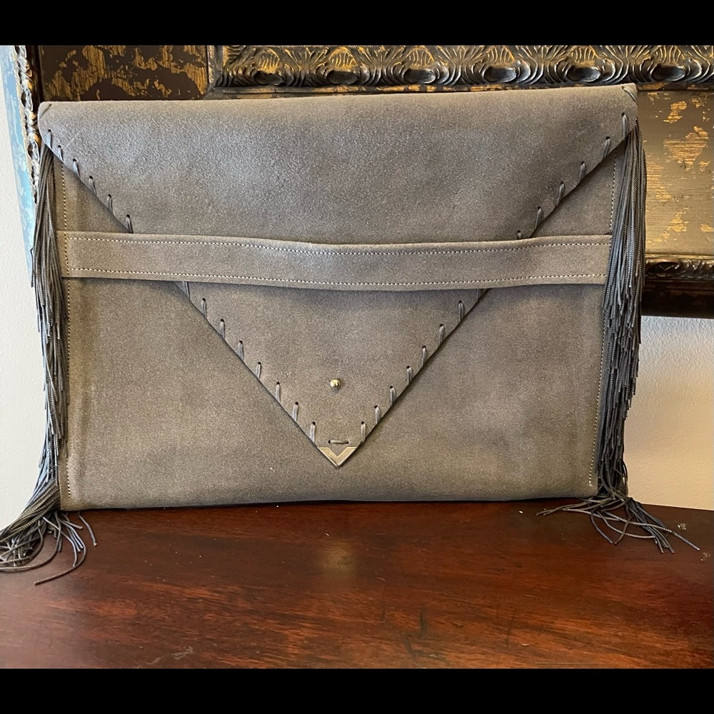 Suede Fringe Clutch